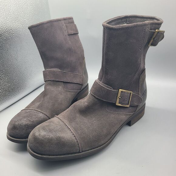 UGG Boots Lancing Brown Suede Cap Toe Moto Pull On Ankle Boot 1005714 Sz 10/ 43 main image 4